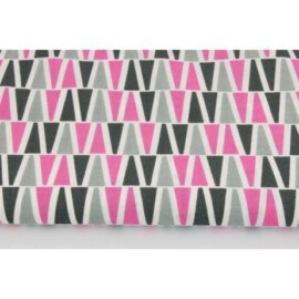 Baumwollstoff "Pyramiden grau/pink"