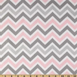 Baumwollstoff  "Zig Zag chevron rosa/weiss/grau"