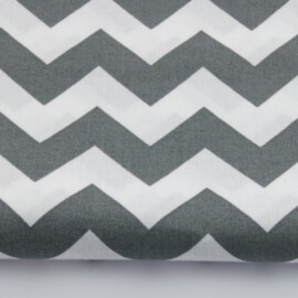 Baumwollstoff "Zig Zag chevron grau/weiss"