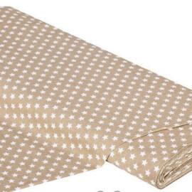 Baumwollstoff  "Sterne  , beige"