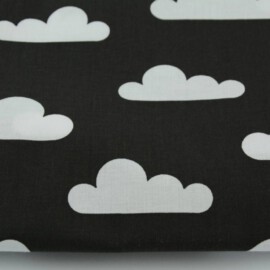 Baumwollstoff  "Wolken weiß auf schwarz "