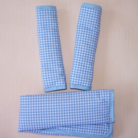 Bügelbezug mit passenden Gurtpolstern ,Vichykaro blau/weiß
