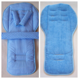 Set für "Emmaljunga" ,Sterne auf blau/Vichy-Karo blau/weiß