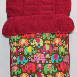 Fußsack für "Joie " , Elefanten auf braun/rot