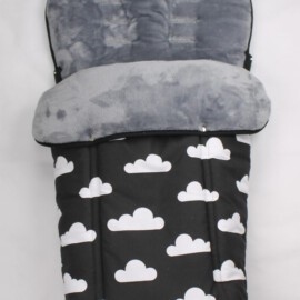Fußsack für  "Quinny" , Wolken grau/schwarz