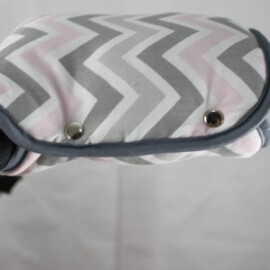 Kinderwagenmuff ,Zig-Zag rosa/grau/weiss
