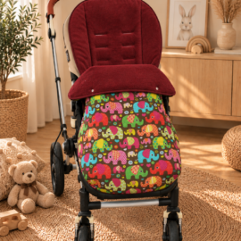 Fußsack für "Joie " , Elefanten braun/dunkelrot