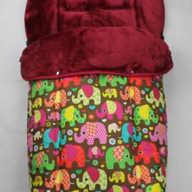 Fußsack für "Joie " , Elefanten braun/dunkelrot