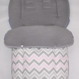 Fußsack für  "Joie " , ZigZag grau, rosa, weiss