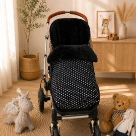 Fußsack für  "Joie  " Sterne schwarz/schwarz