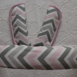 Bügelbezug mit passenden Gurtpolstern ,ZigZag  pink,grau,weiss