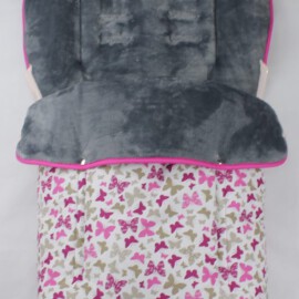 Fußsack für  "Joie  " , Schmetterlinge, pink/lila/grau