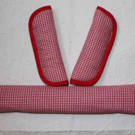 Bügelbezug mit passenden Gurtpolstern , Vichy-Karo rot/weiss