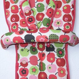 Set für "Bugaboo " , Äpfel rot ,grün ,rosa /Frottee in rot
