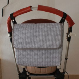 Kinderwagentasche , Vichy-Karo grau/weiß