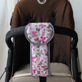 Schrittgurt für Kiwa , Schmetterlinge rosa/grau/pink