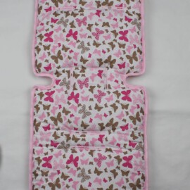 Sitzauflage für "Maclaren " , Schmetterlinge pink/grau/taupe