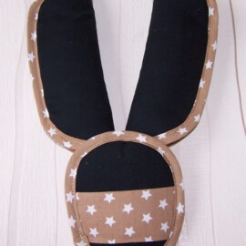 Gurtpolster & Schnallenpolster für Babyschalen, Uni -Schwarz/ Beige