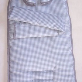 Set für "Hartan  "/ " Teutonia " ,Baumwollstoff  Vichy-Karo grau- weiß