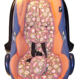 Set für Babyschalen  von „Maxi Cosi“ , Eulen pink auf  taupe