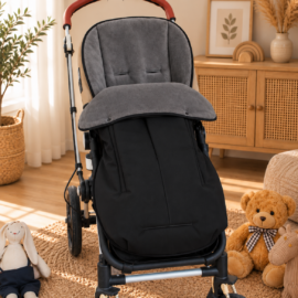 Fußsack für "Joie " , Uni -schwarz / Fleece in grau