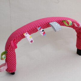 Bügelbezug für Ihren Buggy mit Bändchen  ,Tüpfchen auf pink