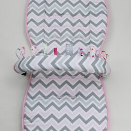 Set für  "Joie " ,Baumwollstoff " ZigZag grau/rosa/weiss"