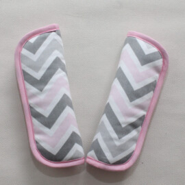 Gurtpolster für Kinderwagen ,Baumwollstoff "ZigZag",grau/weiß/pink