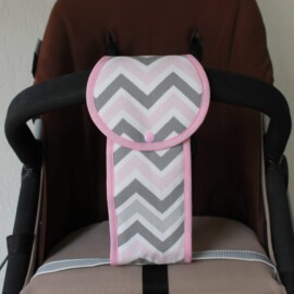 Schrittgurt für Kiwa ,Baumwollstoff "ZigZag" grau/weiß/pink