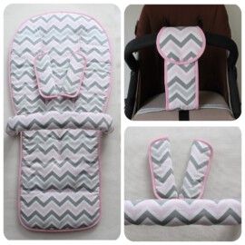 Set für "Bugaboo " , Baumwolle Zig-Zag grau/rosa/weiß