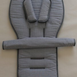Set für  "Bugaboo " , Baumwollstoff ” Vichykaro”, dunkelgrau/weiß