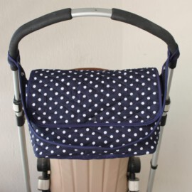 Kinderwagentasche ,blauer Stoff mit Punkten