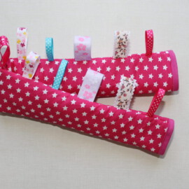 Bügelbezug für Ihren Buggy mit Bändchen ,Baumwollstoff "Sterne", pink