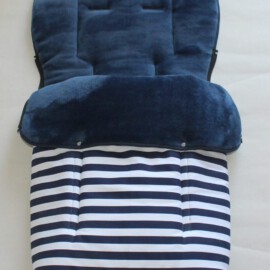 Fußsack für  "ABC Design" , blauer Stoff mit Streifen