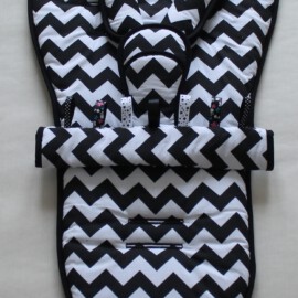 Set für  "Quinny " ,Zig Zag chevron schwarz/weiss