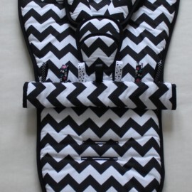 Set für  "Quinny " ,Zig Zag chevron schwarz/weiss