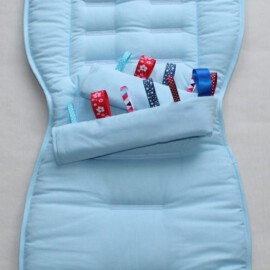 Set für  "Joie " ,Baumwollstoff  uni - blau
