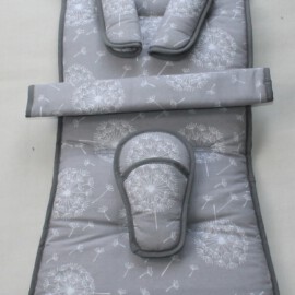 Set für "TFK", Baumwollstoff “Pusteblumen”/Fleece grau