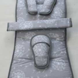 Set für "TFK", Baumwollstoff “Pusteblumen”/Fleece grau