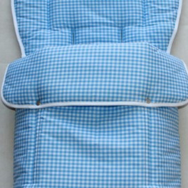 Fußsack für  "Britax " , Vichy -Karo  blau/weiss