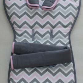 Set für "Quinny " , Zig-Zag grau/pink