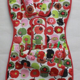 Set für "Joie " ,Baumwollstoff “Retro-Apfel,rot/grün”