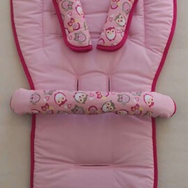 Set für "Quinny " , ,Baumwolle “Eulen pink /taupe”