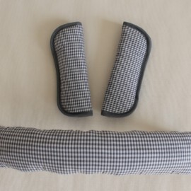 Bügelbezug mit passenden Gurtpolstern , Vichy Karo grau /weiß