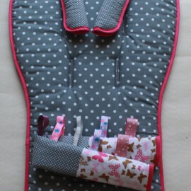 Set für "Bugaboo " , Baumwolle mit Punkten, grau / weiß