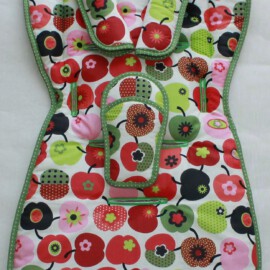 Set für "Joie " ,Baumwollstoff “Retro-Apfel grün/rot ”