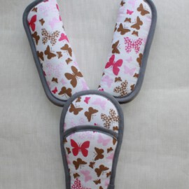 Gurtpolster und Schnallenpolster für Buggy , “Schmetterlinge, rosa/taupe “