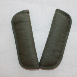 Gurtpolster für Kinderwagen , Baumwollstoff in Leinenoptik, Khaki