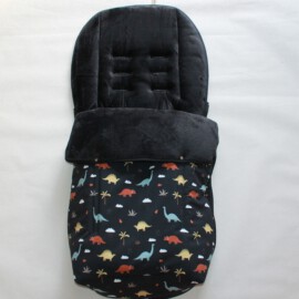Fußsack für  "Joie" ,  Wasserdichter Stoff , softshell Dinos auf schwarz