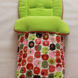 Fußsack für "Emmaljunga" ,Baumwollstoff “Retro-Apfel,rot/grün”